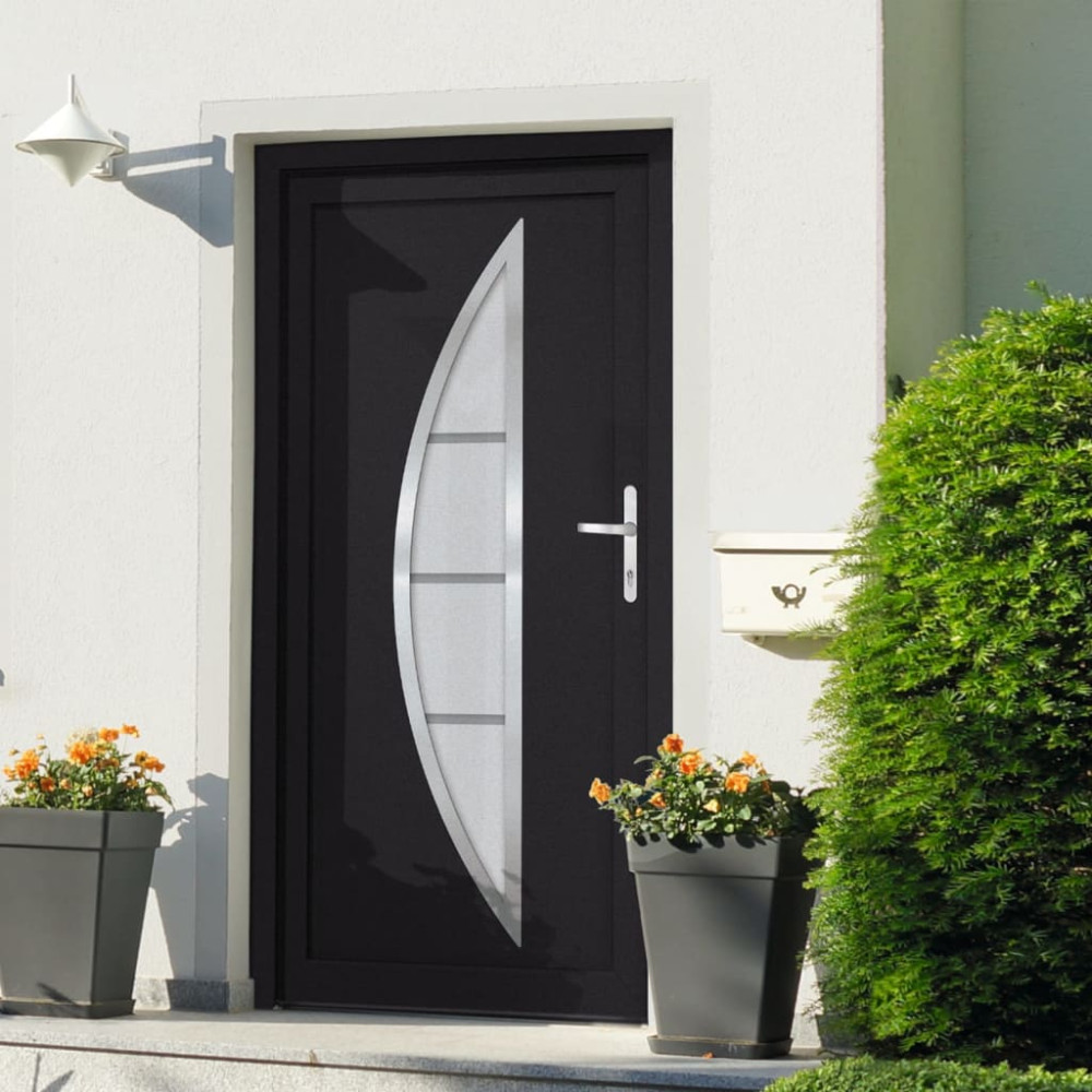 Produktbild för Ytterdörr antracit 98x208 cm PVC