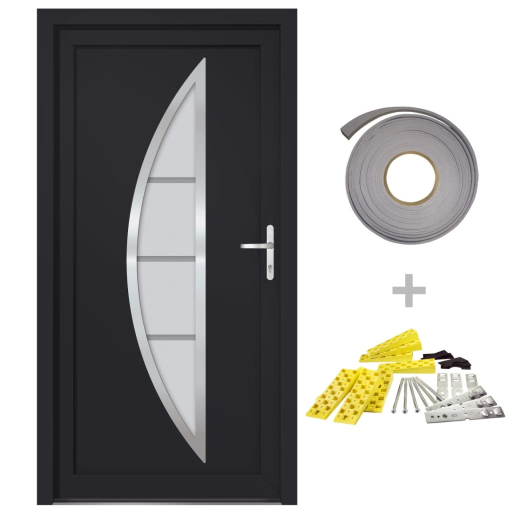 Produktbild för Ytterdörr antracit 98x208 cm PVC