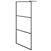 Produktbild för Duschvägg med hylla svart 90x195 cm ESG-glas&aluminium