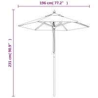 Produktbild för Parasoll med trästång 196x231 cm mullvadsbrun