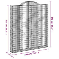 Produktbild för Gabioner bågformade 2 st 200x30x220/240 cm galvaniserat järn