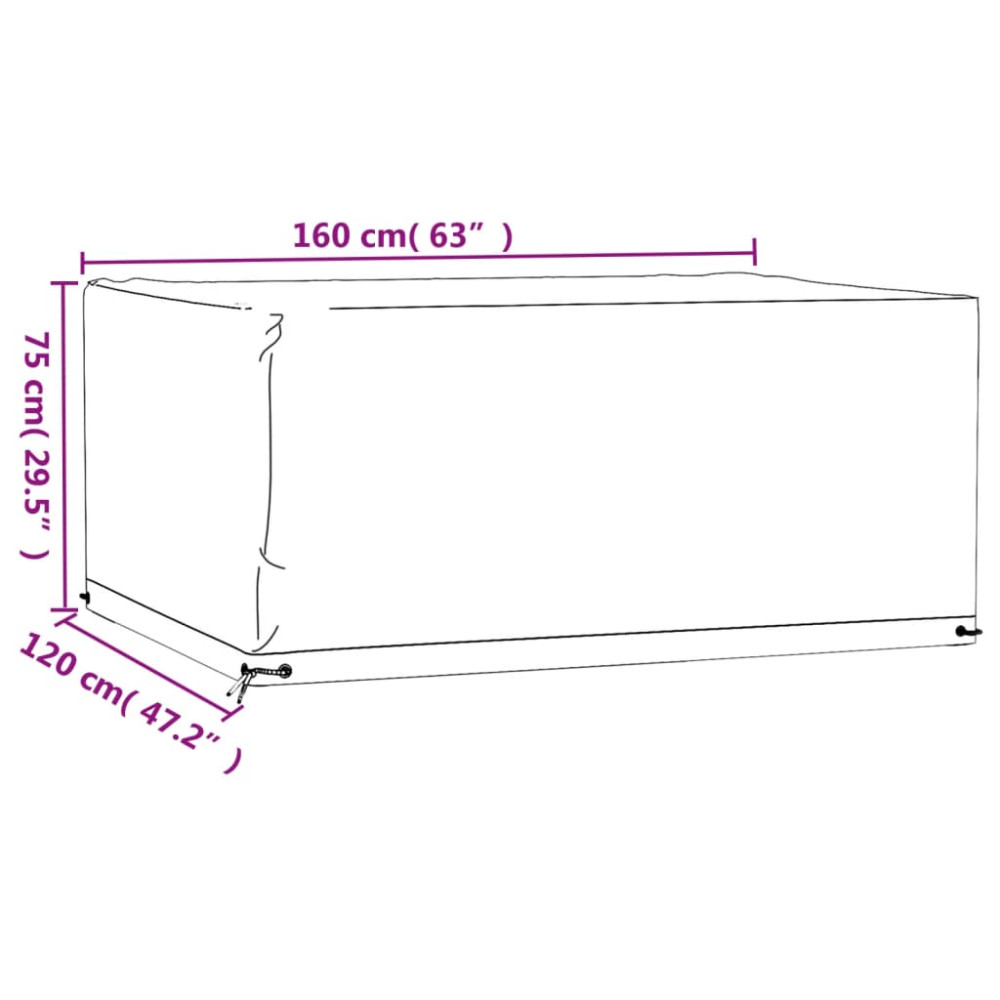 Produktbild för Överdrag för trädgårdsmöbler 8 ölj. 160x120x75 cm rektangulärt