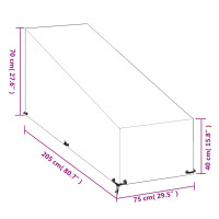 Produktbild för Överdrag för solsäng 12 öljetter 205x75x40/70 cm polyeten