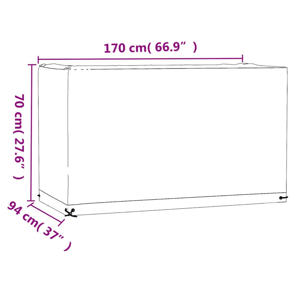 Produktbild för Överdrag för utemöbler 2 st 8 ölj. 170x94x70 cm rektangulärt