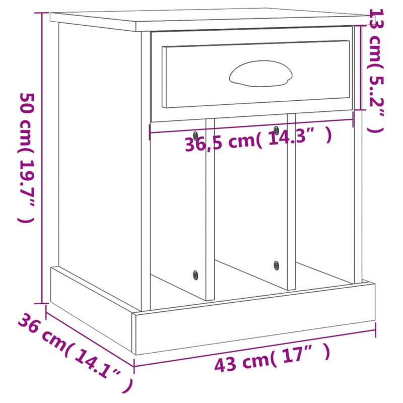 Produktbild för Sängbord 2 st betonggrå 43x36x50 cm