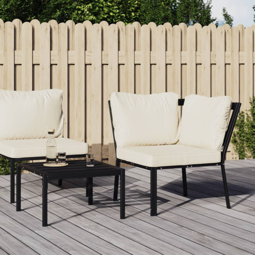vidaXL Trädgårdsstol med sandfärgade dynor 76x76x79 cm stål