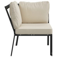 Produktbild för Trädgårdsstol med sandfärgade dynor 76x76x79 cm stål