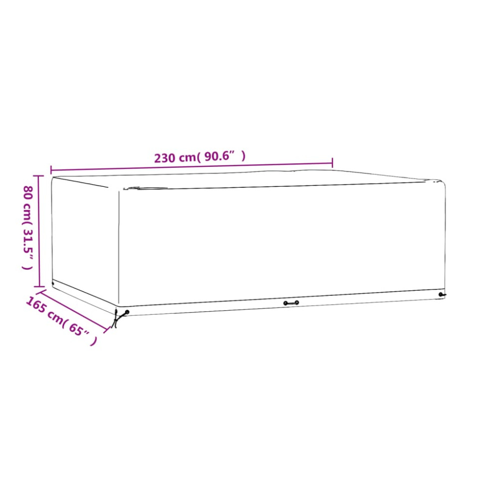 Produktbild för Överdrag för utemöbler 2 st 12 ölj. 230x165x80 cm rektangulärt
