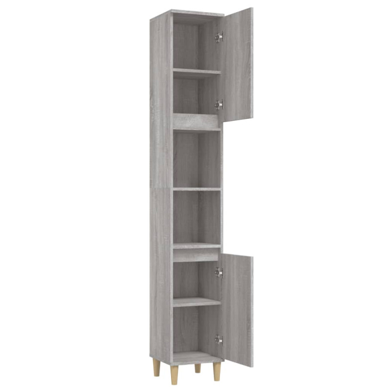 Produktbild för Badrumsskåp grå sonoma 30x30x190 cm konstruerat trä