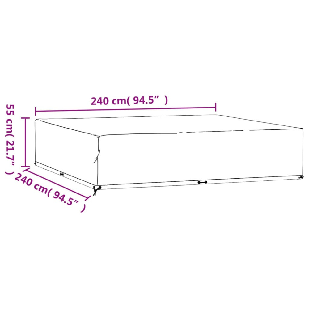 Produktbild för Överdrag för utemöbler 2st 16 ölj. 240x240x55 cm fyrkantig