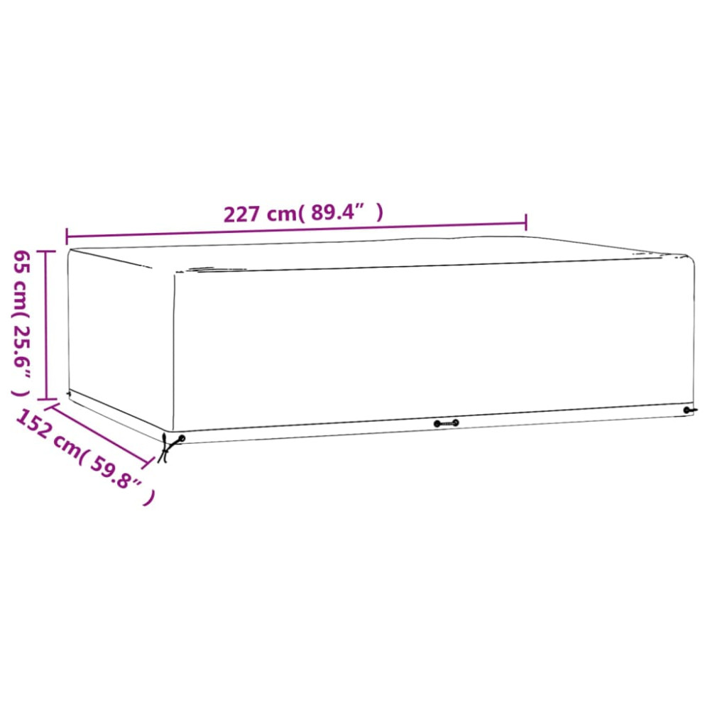 Produktbild för Överdrag för utemöbler 2 st 12 ölj. 227x152x65 cm rektangulärt
