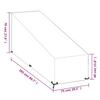 Produktbild för Överdrag för solsäng 2st 12 öljetter 205x75x40/70 cm polyeten