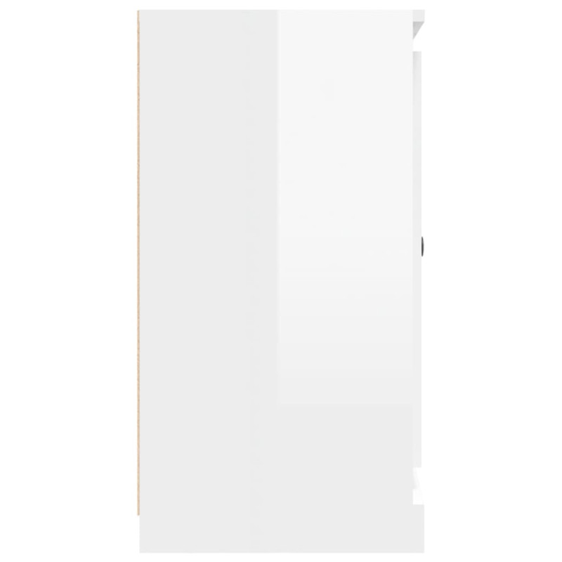 Produktbild för Förvaringsskåp vit högglans 70x35,5x67,5 cm konstruerat trä