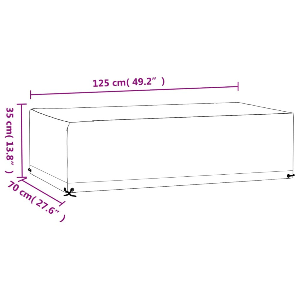 Produktbild för Överdrag för trädgårdsmöbler 8 ölj. 125x70x35 cm rektangulärt