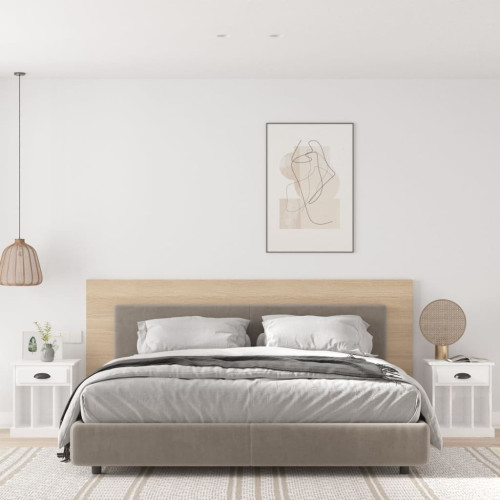 vidaXL Sängbord 2 st vit högglans 43x36x50 cm