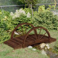 Miniatyr av produktbild för Trädgårdsbro med hjulhalvor 99x50x38 cm massivt granträ