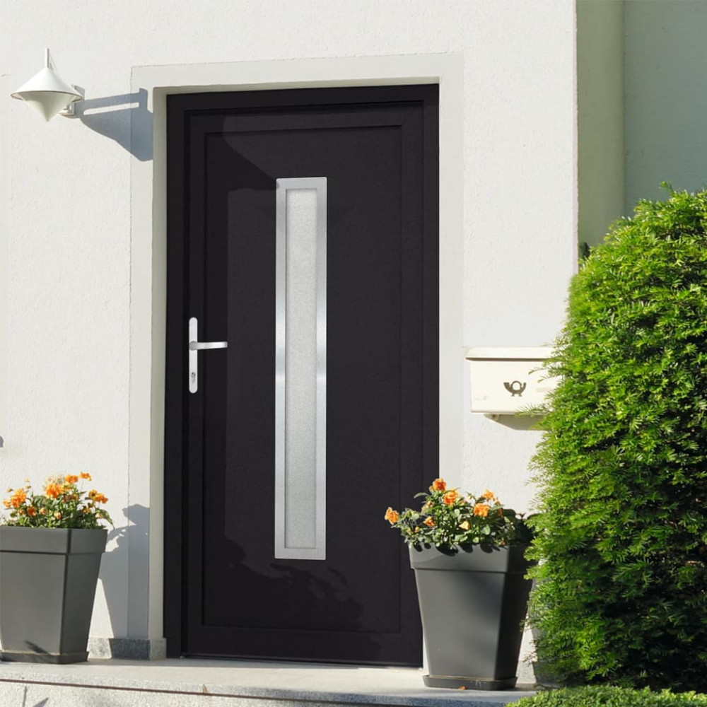 Produktbild för Ytterdörr antracit 98x190 cm PVC
