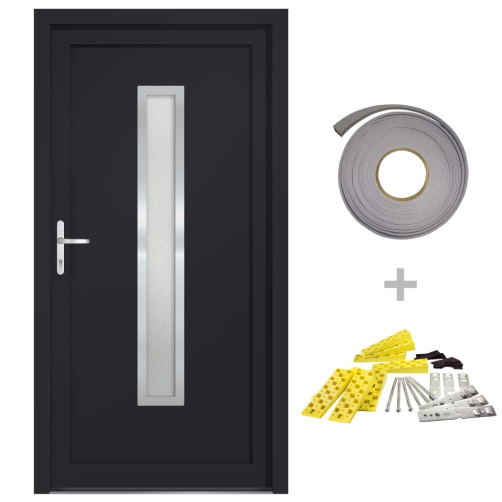 Produktbild för Ytterdörr antracit 98x190 cm PVC