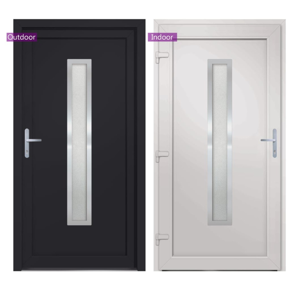 Produktbild för Ytterdörr antracit 98x190 cm PVC
