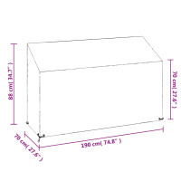 Produktbild för Överdrag för trädgårdsbänk 8 öljetter 190x70x70/88 cm polyeten