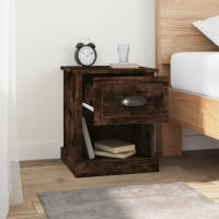 Produktbild för Sängbord rökfärgad ek 39x39x47,5 cm konstruerat trä