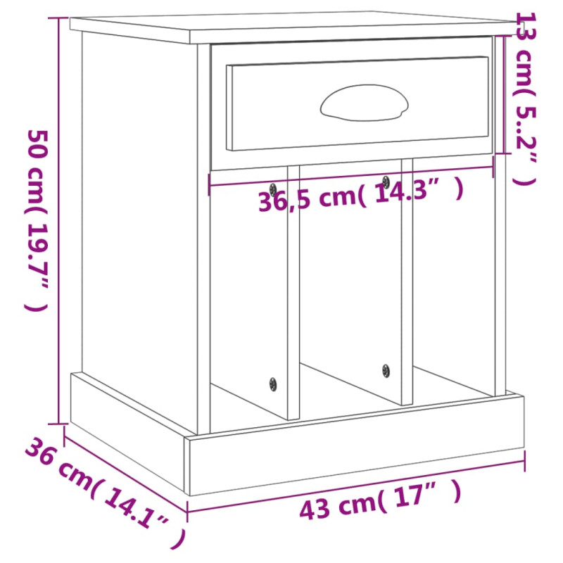 Produktbild för Sängbord 2 st sonoma-ek 43x36x50 cm