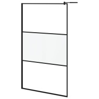 Produktbild för Duschvägg med hylla svart 115x195 cm ESG-glas&aluminium