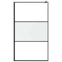 Produktbild för Duschvägg med hylla svart 115x195 cm ESG-glas&aluminium