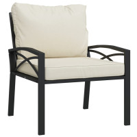 Produktbild för Trädgårdsstol med sandfärgade dynor 68x76x79 cm stål