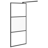 Produktbild för Duschvägg med hylla svart 80x195 cm ESG-glas&aluminium