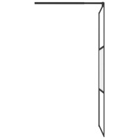 Produktbild för Duschvägg med hylla svart 80x195 cm ESG-glas&aluminium