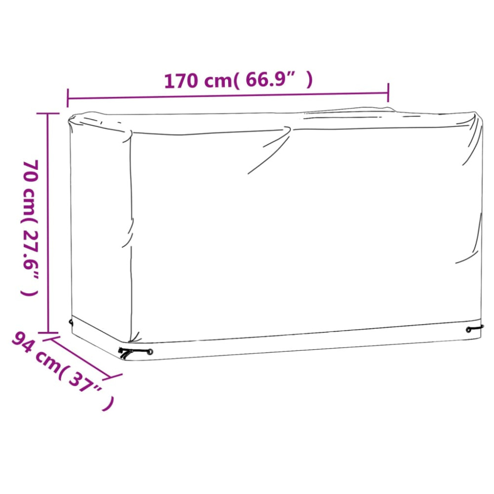 Produktbild för Överdrag för utemöbler 8 ölj. 170x94x70 cm rektangulärt