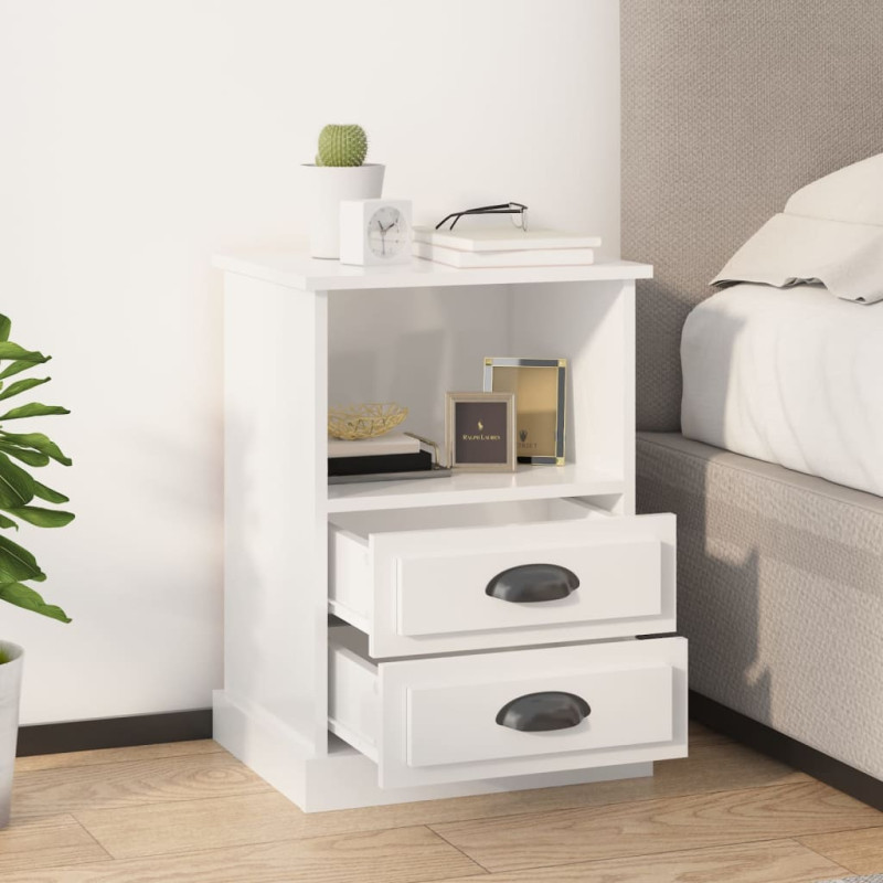 Produktbild för Sängbord vit högglans 43x36x60 cm