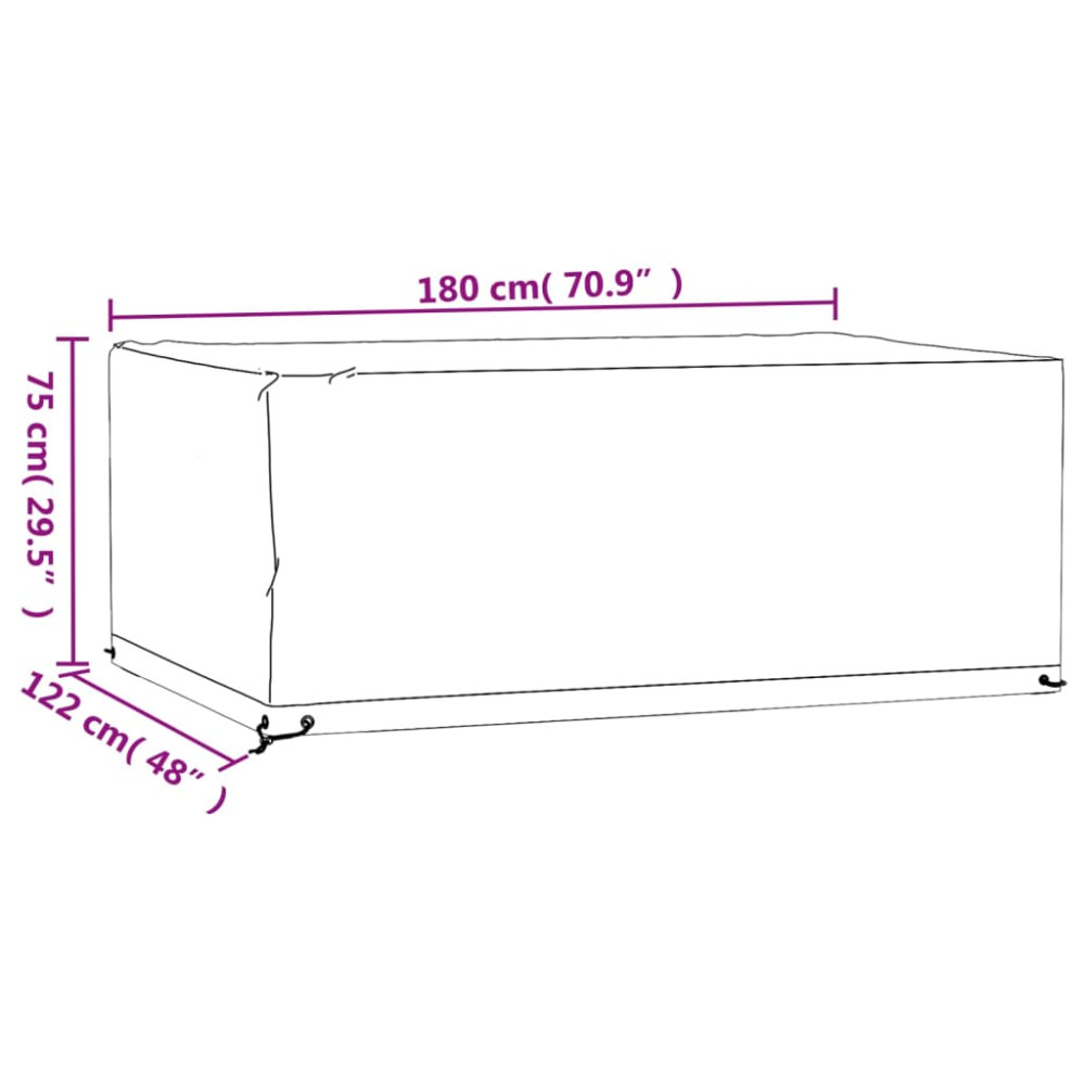 Produktbild för Överdrag för utemöbler 2 st 8 ölj. 180x122x75 cm rektangulärt