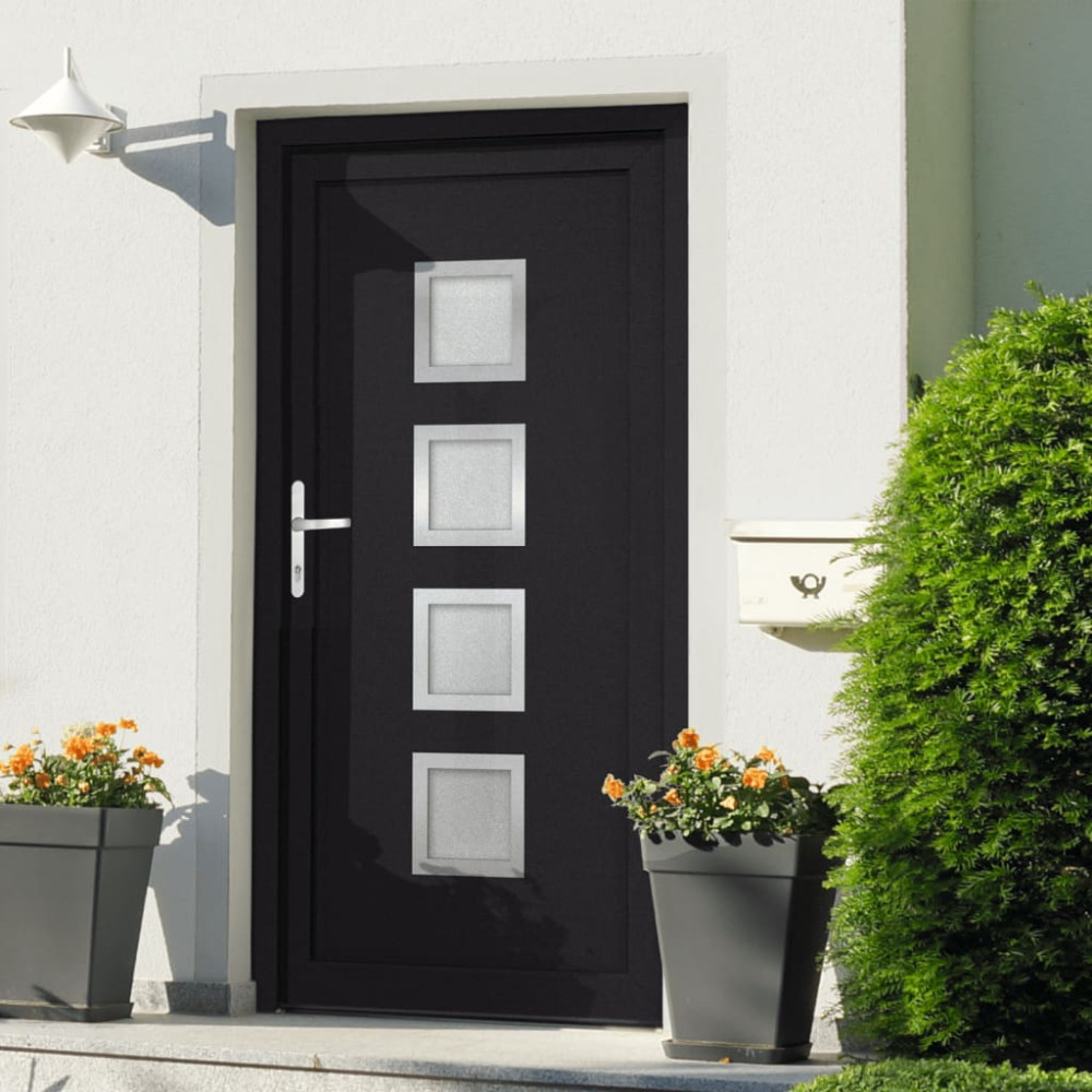 Produktbild för Ytterdörr antracit 88x200 cm PVC