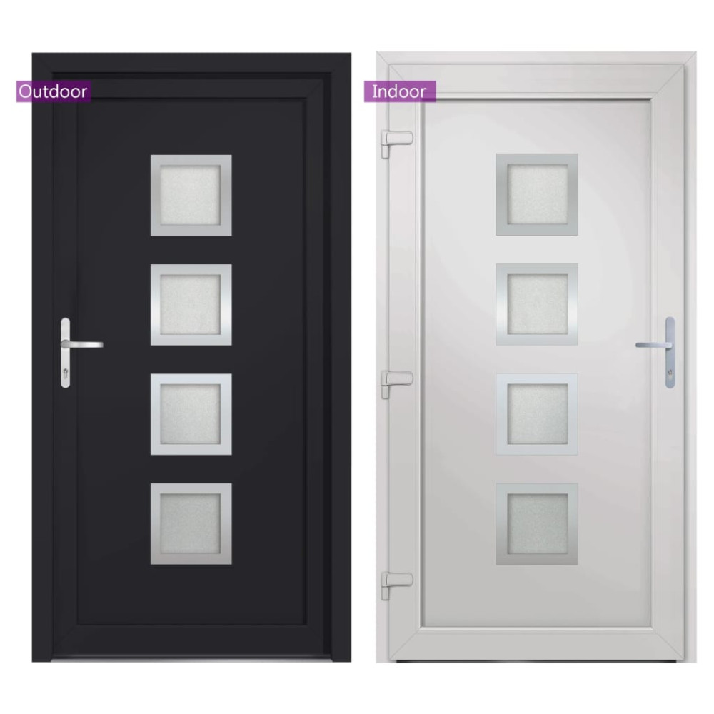 Produktbild för Ytterdörr antracit 88x200 cm PVC