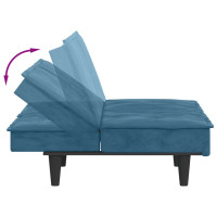 Produktbild för Bäddsoffa med mugghållare blå sammet