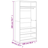 Produktbild för Klädskåp brun ek 100x50x200 cm konstruerat trä