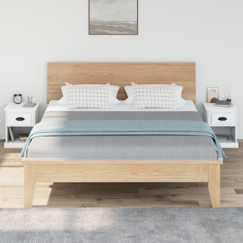 Produktbild för Sängbord 2 st vit 39x39x47,5 cm konstruerat trä