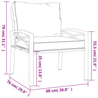 Produktbild för Trädgårdsstolar med sandfärgade dynor 2 st 68x76x79 cm stål