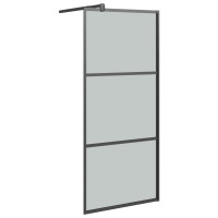 Produktbild för Duschvägg med hylla svart 80x195 cm ESG-glas&aluminium