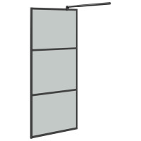 Produktbild för Duschvägg med hylla svart 80x195 cm ESG-glas&aluminium