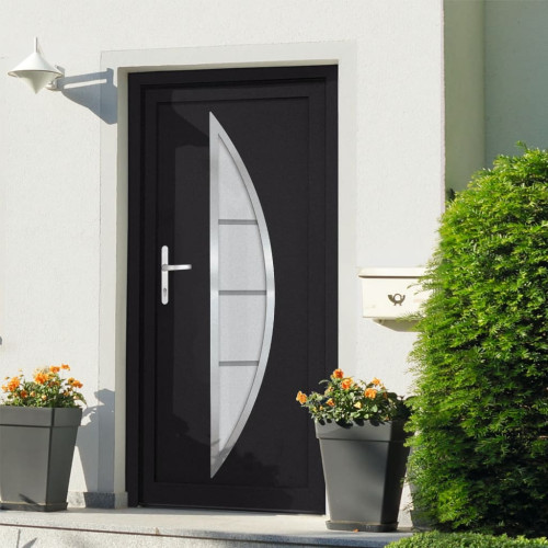 vidaXL Ytterdörr antracit 88x200 cm PVC