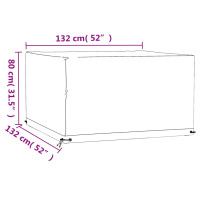 Produktbild för Överdrag för trädgårdsmöbler 8 öljetter 132x132x80 cm fyrkantig