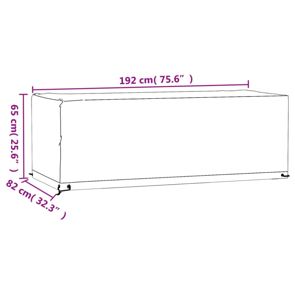 Produktbild för Överdrag för utemöbler 2 st 8 ölj. 192x82x65 cm rektangulärt