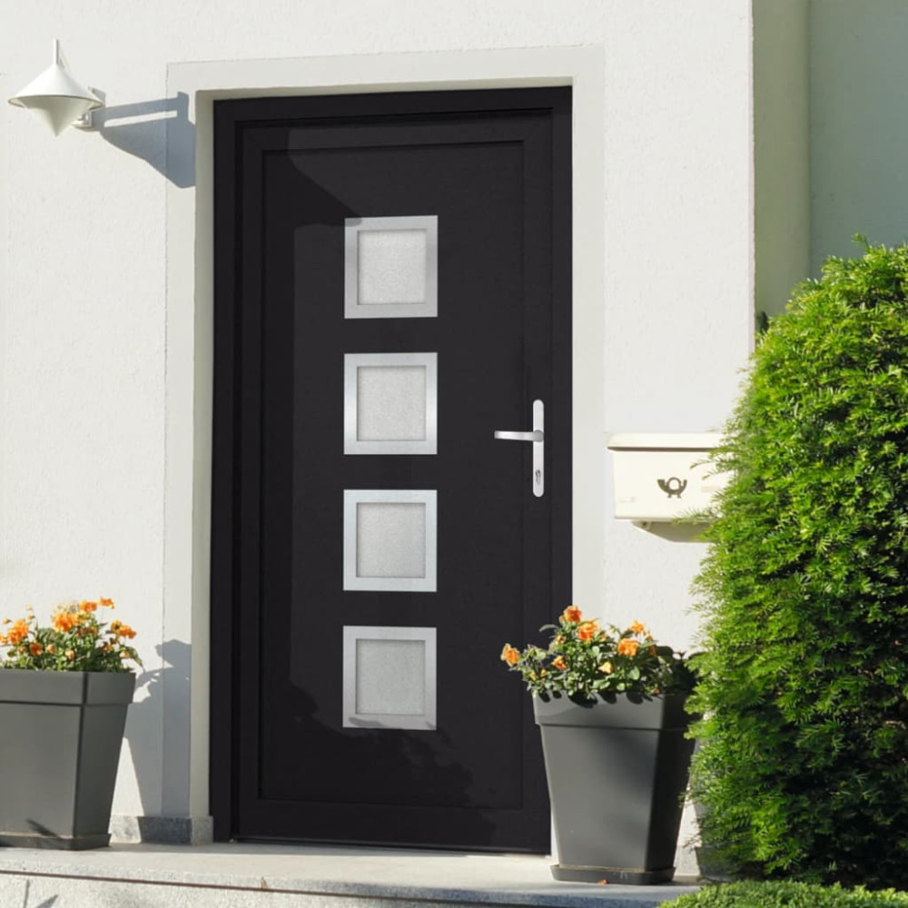Produktbild för Ytterdörr antracit 88x200 cm PVC