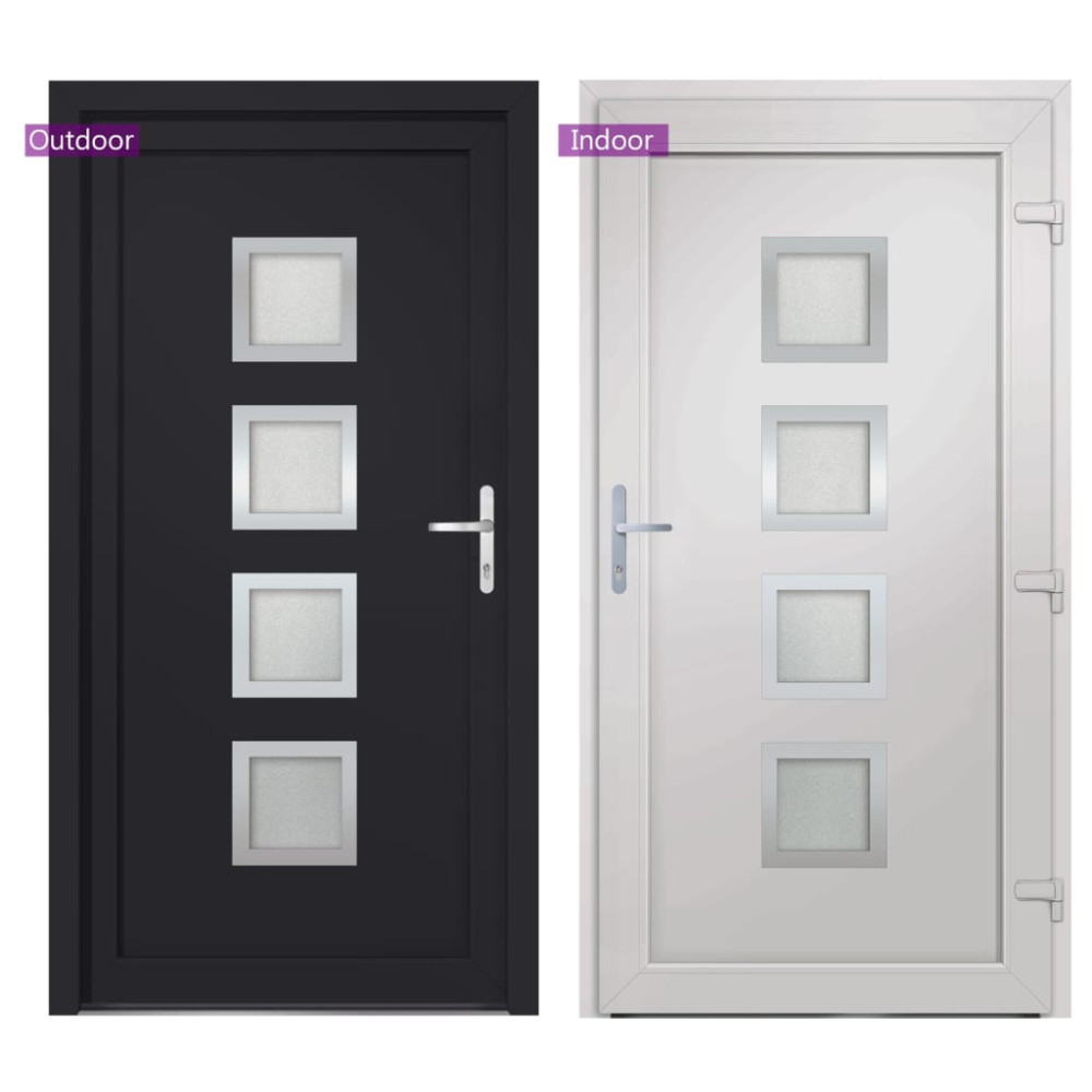 Produktbild för Ytterdörr antracit 88x200 cm PVC