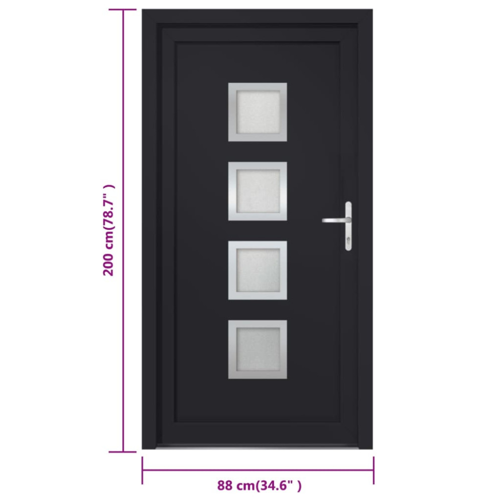 Produktbild för Ytterdörr antracit 88x200 cm PVC