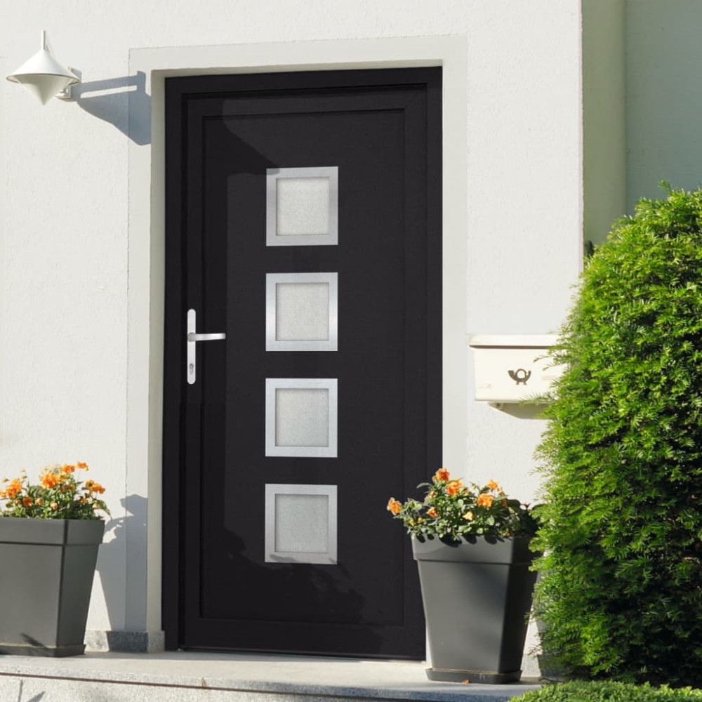 Produktbild för Ytterdörr antracit 98x190 cm PVC