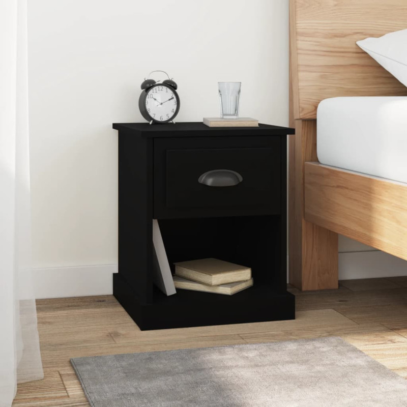Produktbild för Sängbord svart 39x39x47,5 cm konstruerat trä